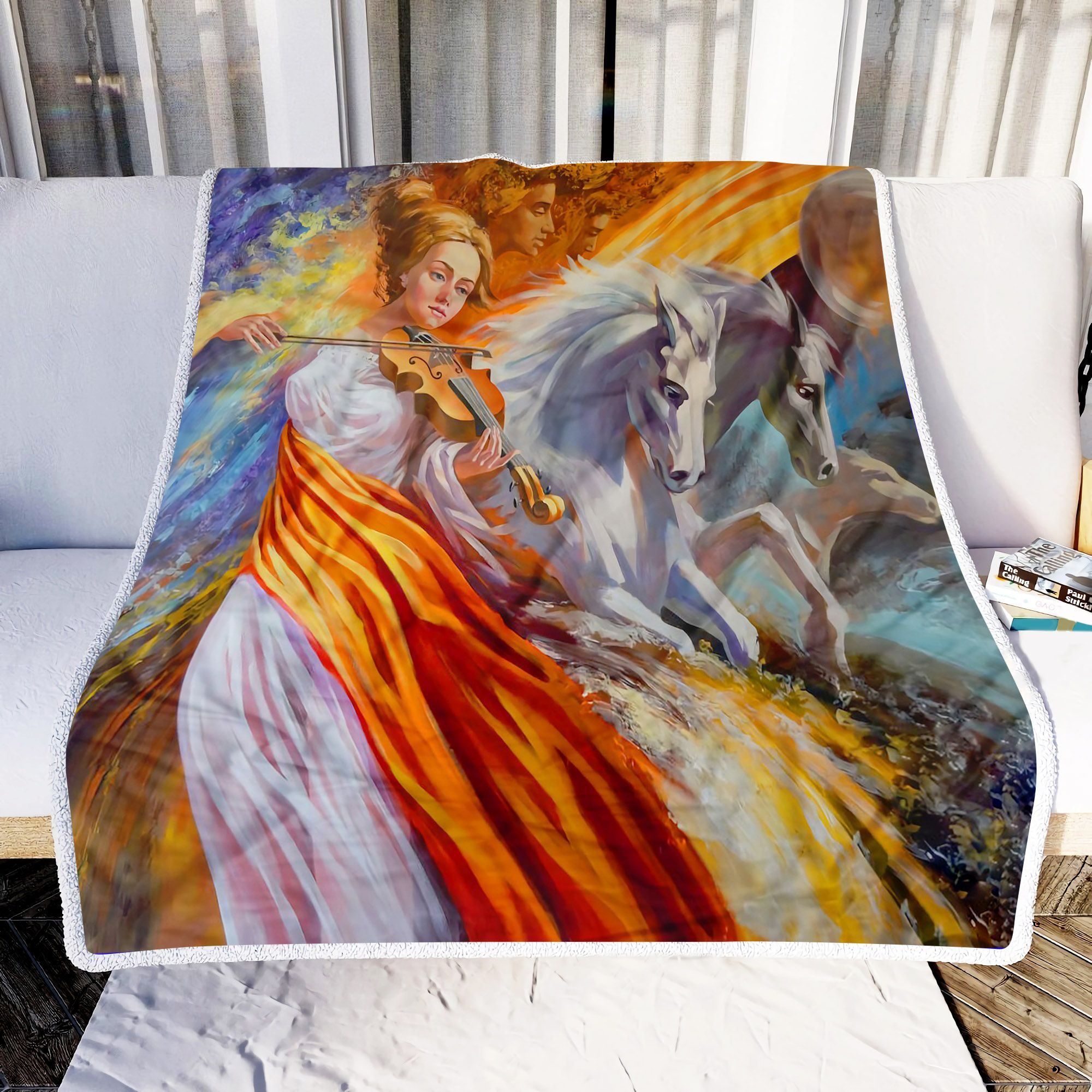 Melody Girl And Horse Fleece Blanket