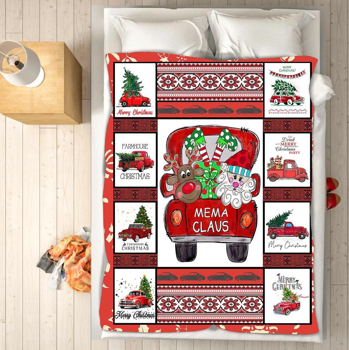 Mema Claus Christmas Sherpa Fleece Blanket