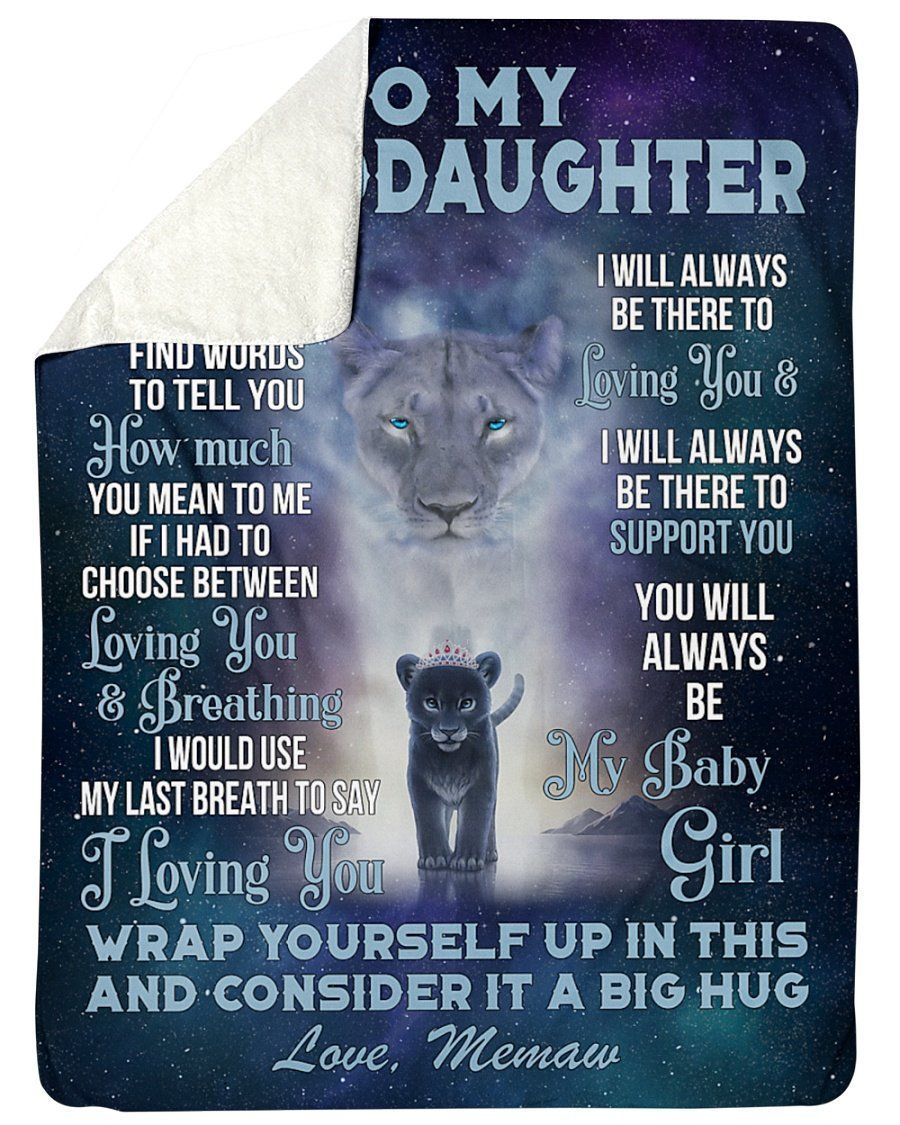 Memaw To Granddaughter Customized Name Lion Always Be There To Love You Fleece Blanket Sherpa Blanket