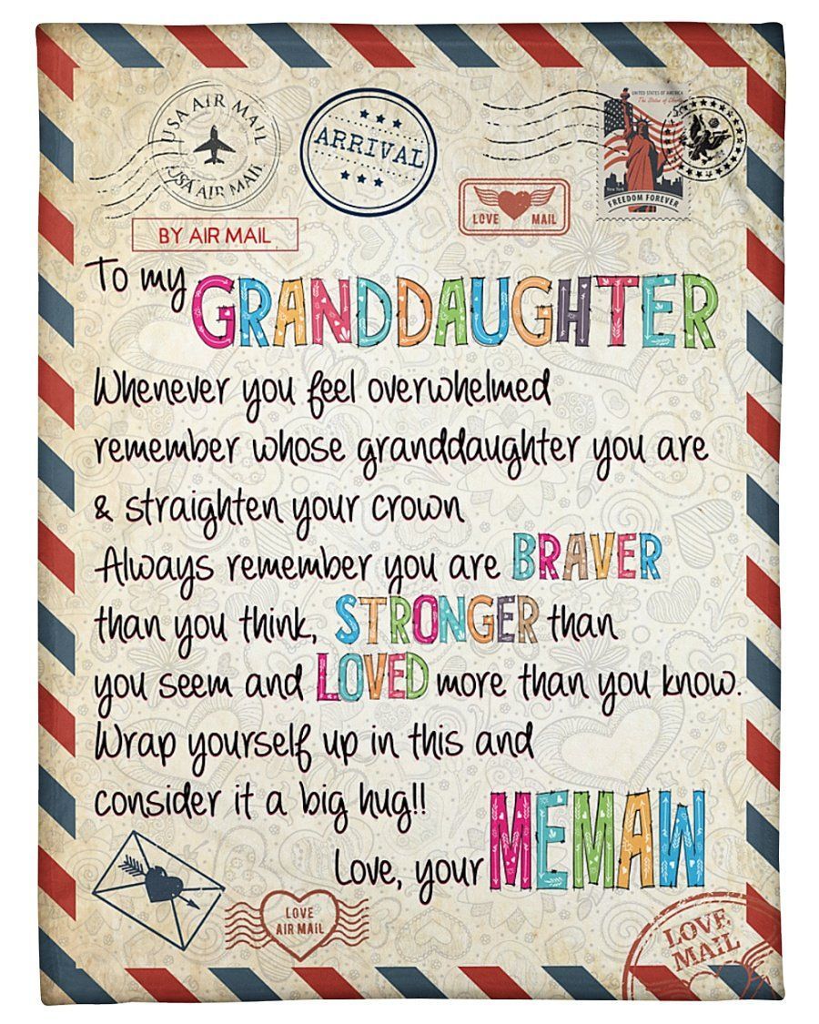 Memaw To Granddaughter Whenever You Feel Overwhelmed Letter Fleece Blanket Customized Name Fleece Blanket