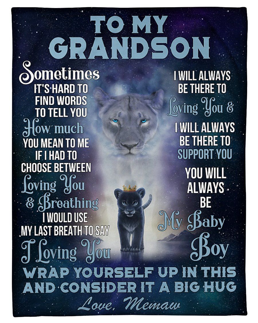 Memaw To Grandson Customized Name Lion Always Be There To Love You Fleece Blanket Fleece Blanket