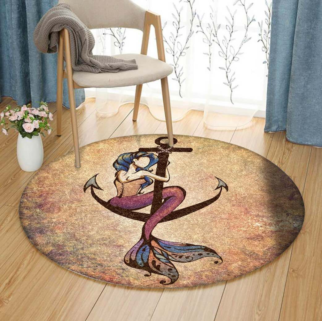 Mermaid Anchor Round Carpet
