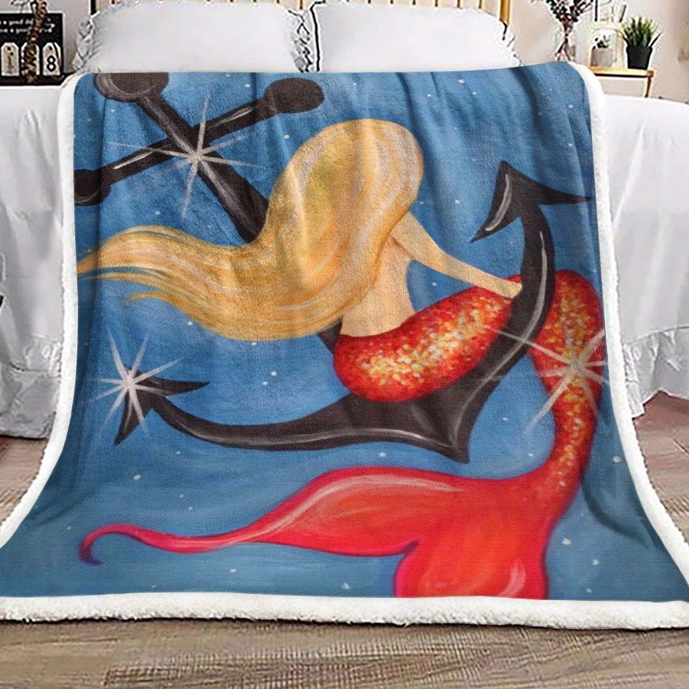Mermaid Anchor Sherpa Fleece Blanket