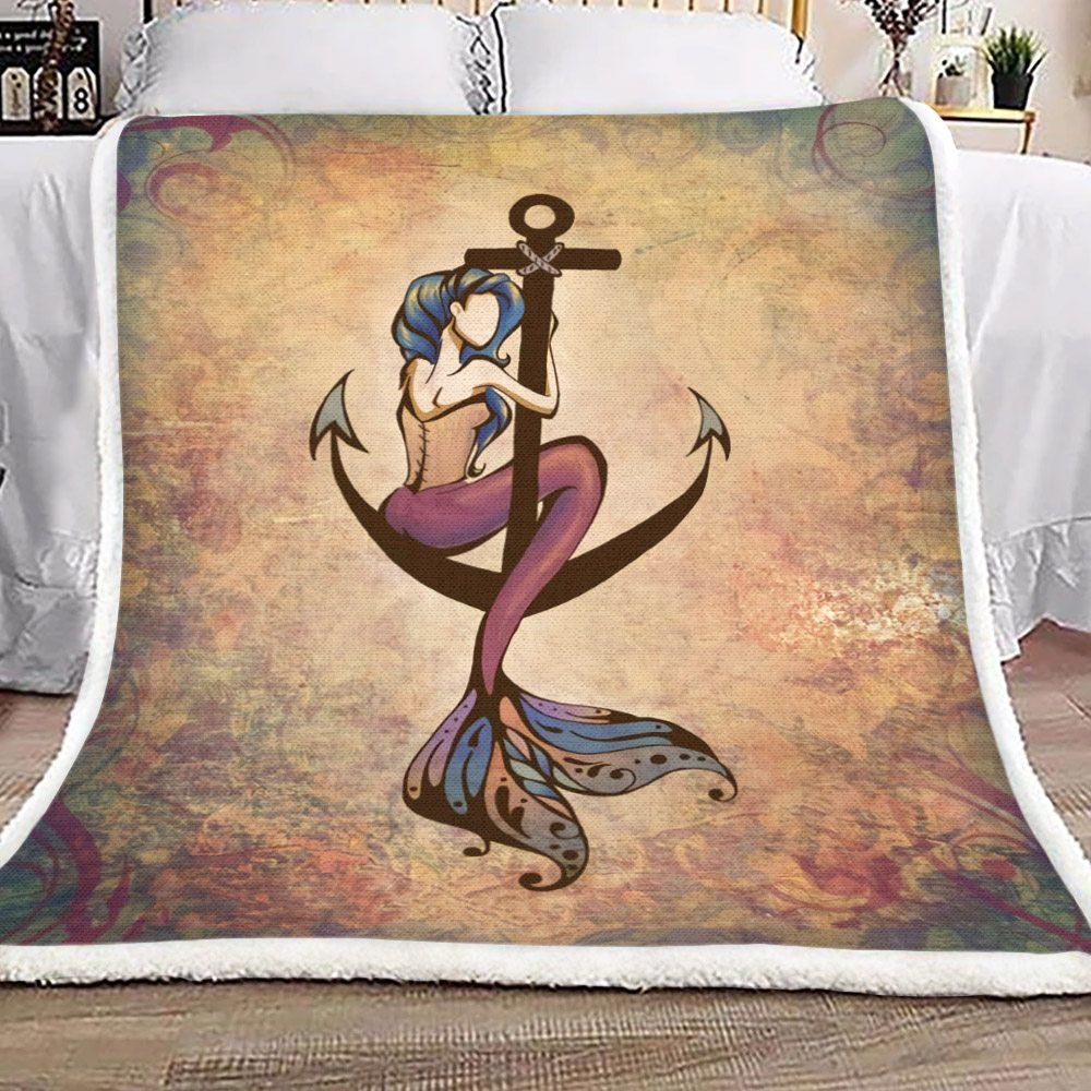 Mermaid Anchor Sherpa Fleece