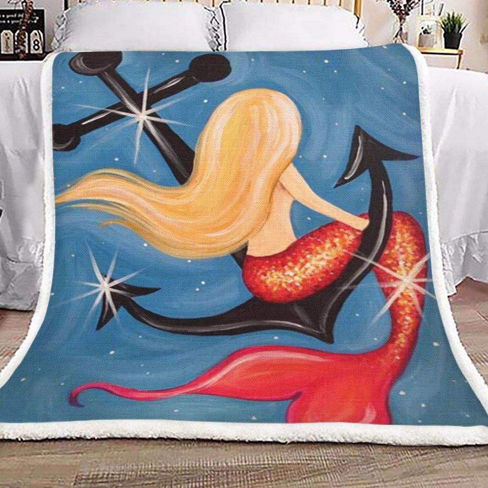 Mermaid Anchors Sherpa Fleece