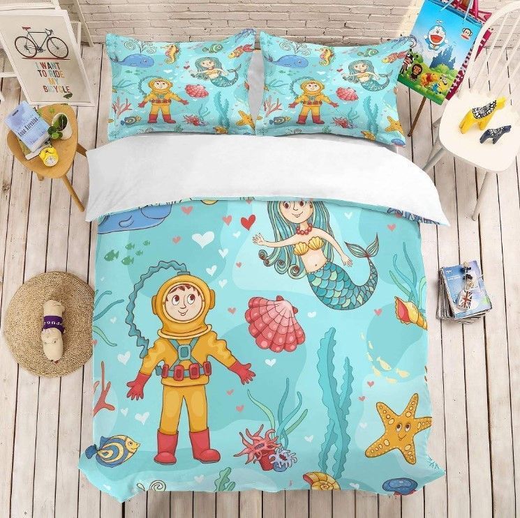 Mermaid And Diver Bedding Set