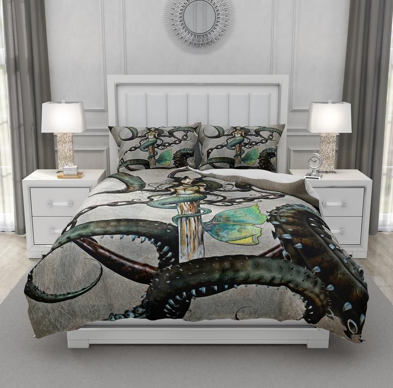 Mermaid And Octopus Bedding Set