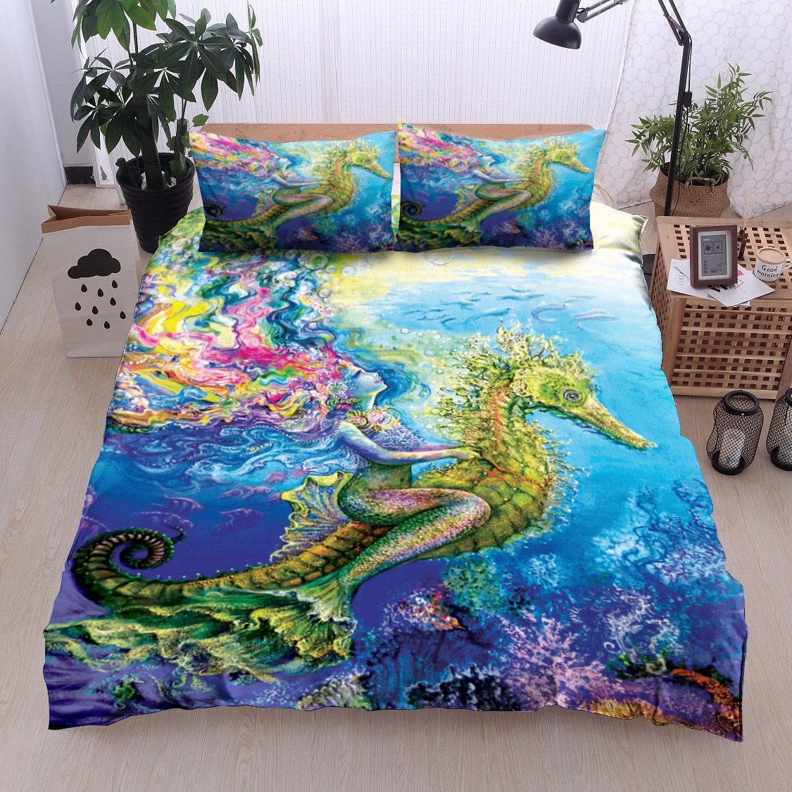 Mermaid And Seahorse Bedding Set