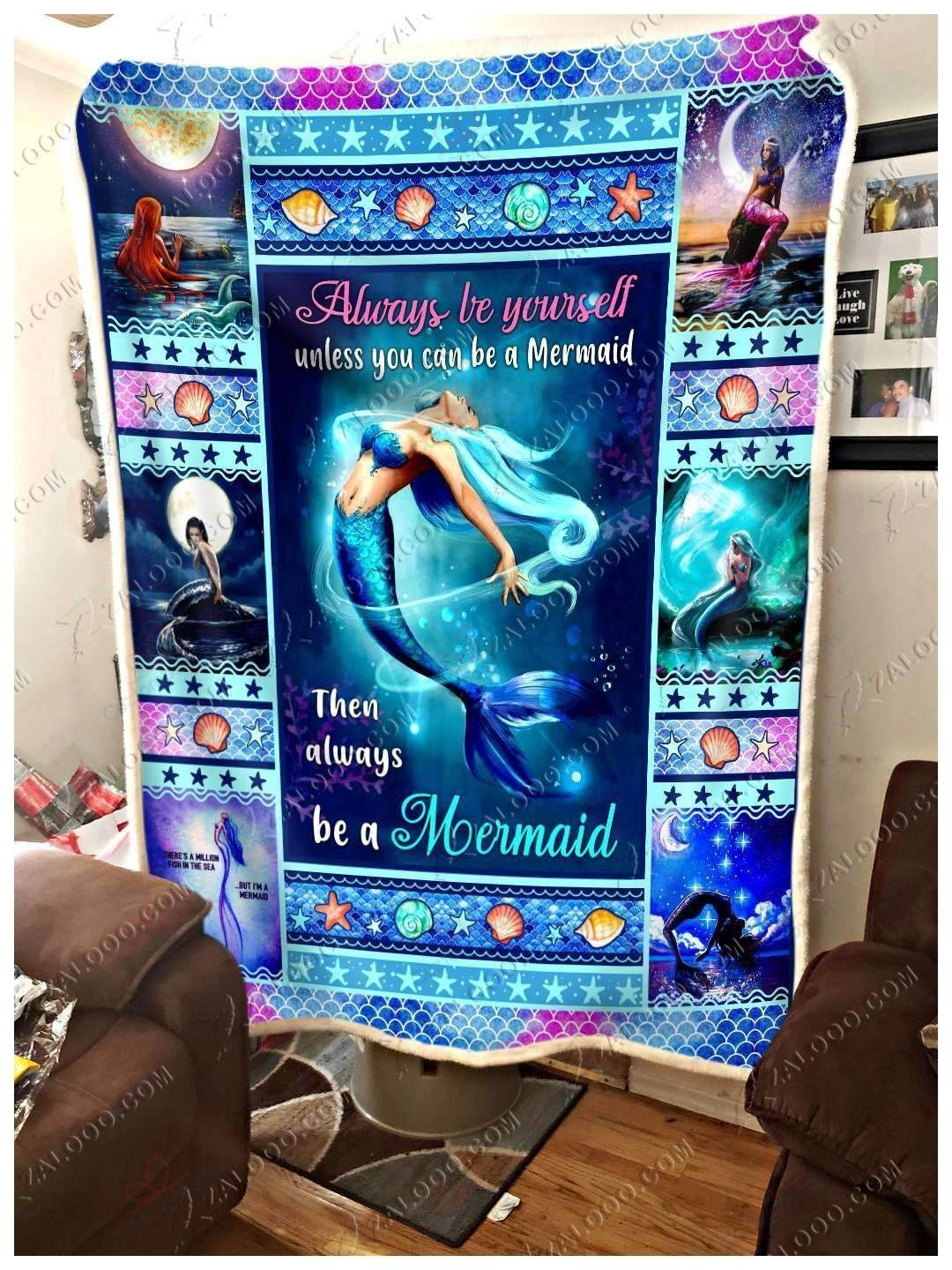 Mermaid Be A Mermaid Sherpa Fleece Blanket