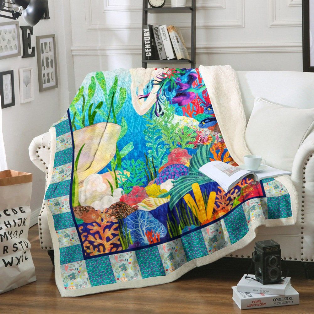 Mermaid Sherpa Fleece Blanket