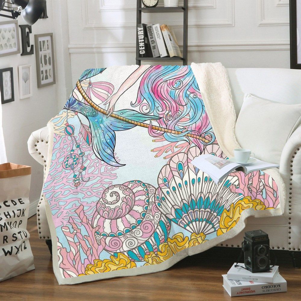 Mermaid Sherpa Fleece Blanket