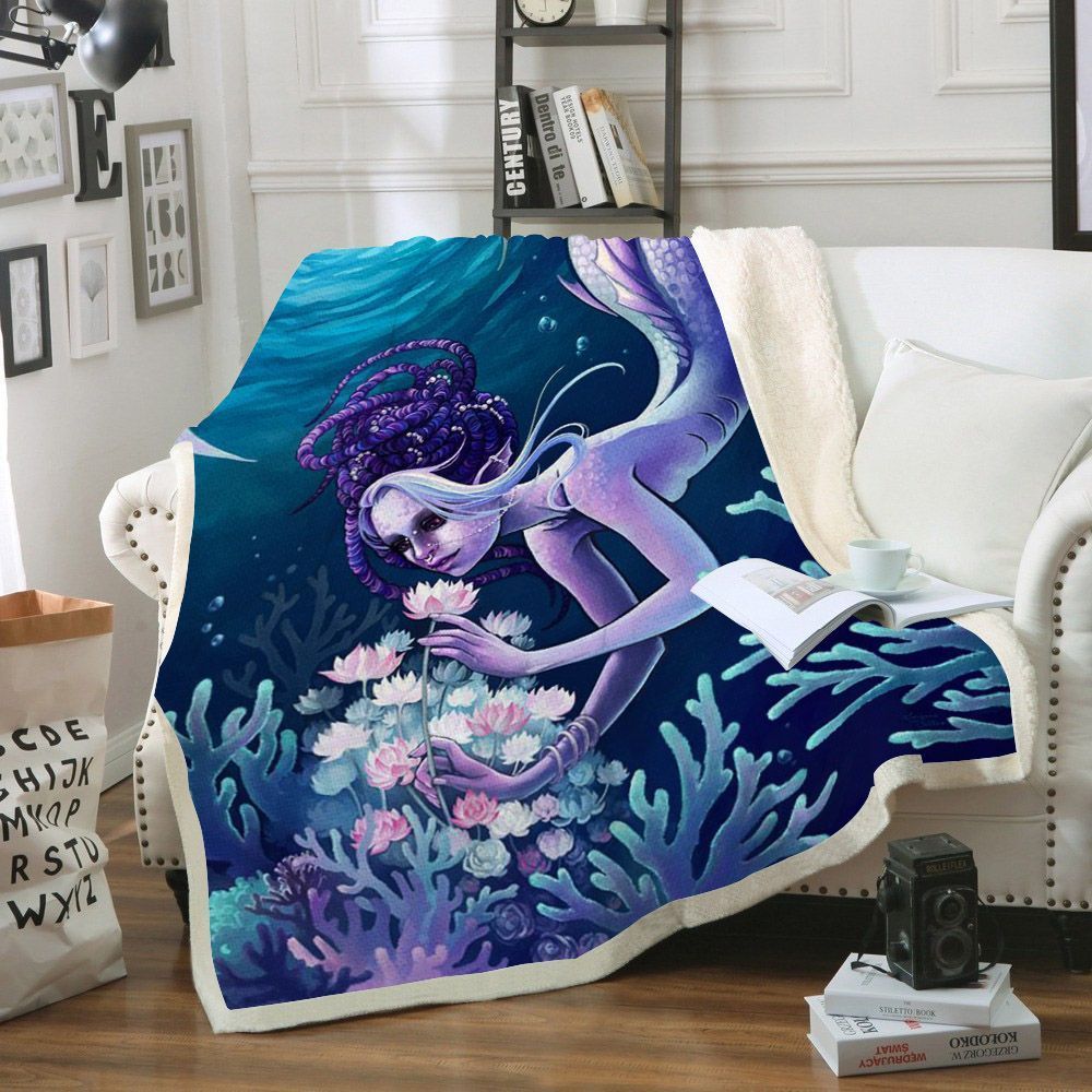 Mermaid Sherpa Fleece Blanket
