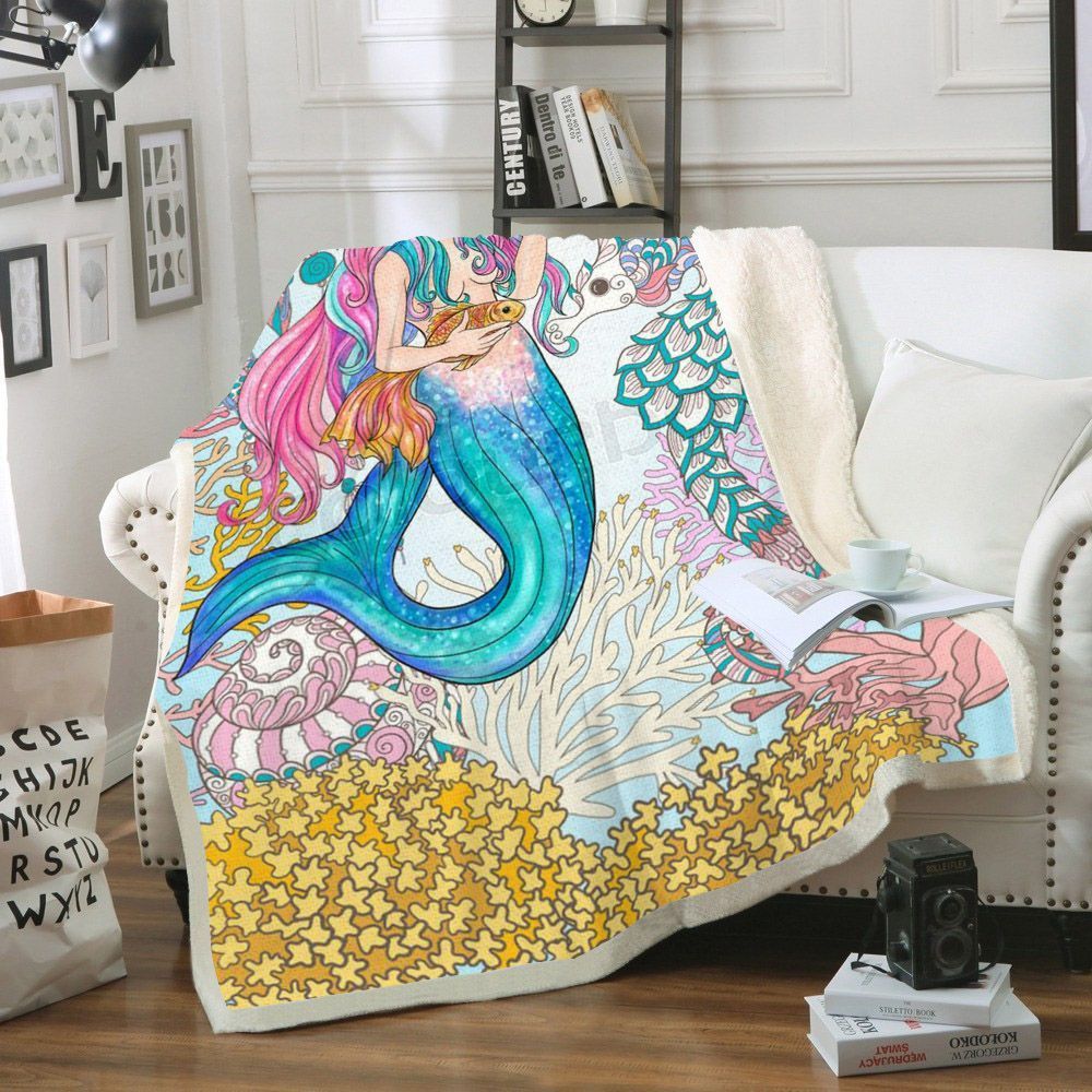 Mermaid Sherpa Fleece Blanket