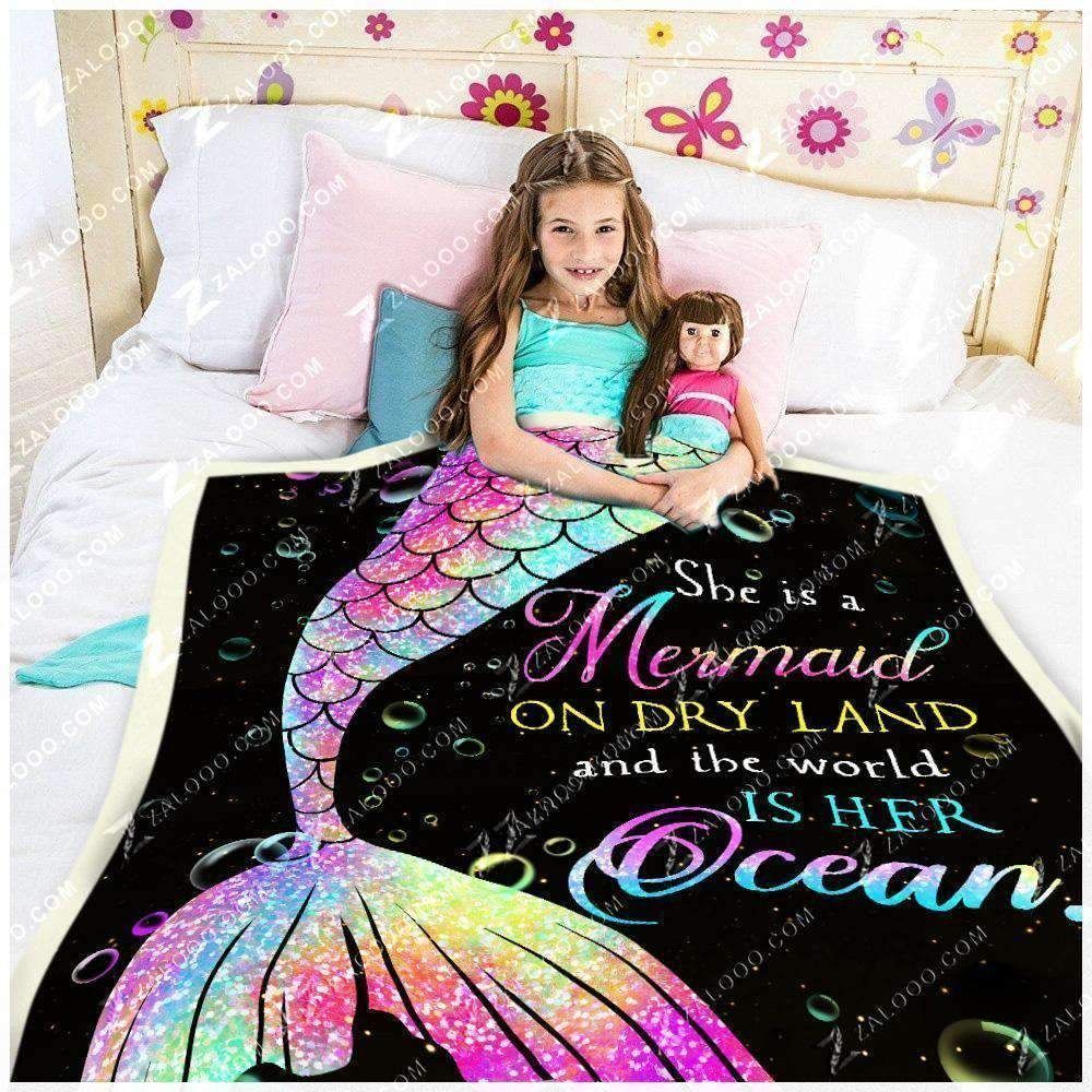 Mermaid Sherpa Fleece Blanket