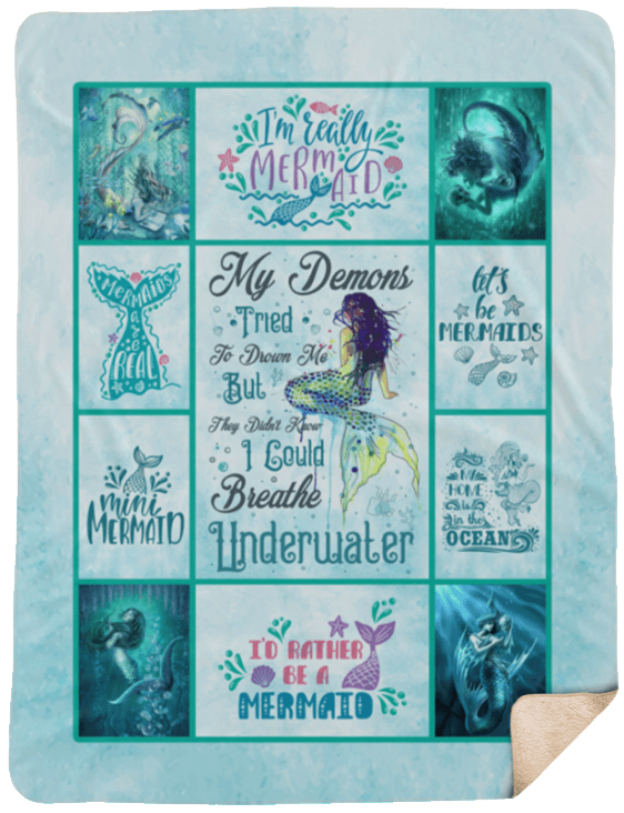 Mermaid Sherpa Fleece Blanket
