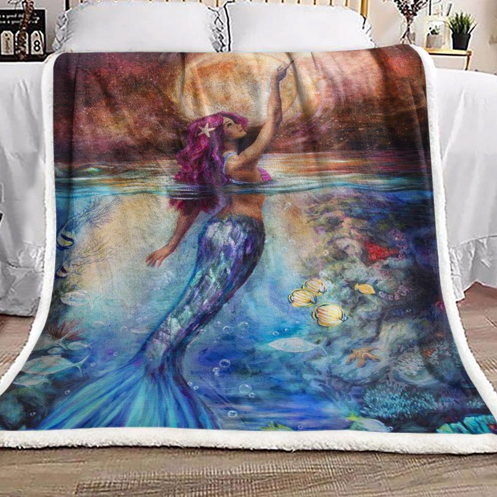Mermaid Diamond Sherpa Fleece Blanket