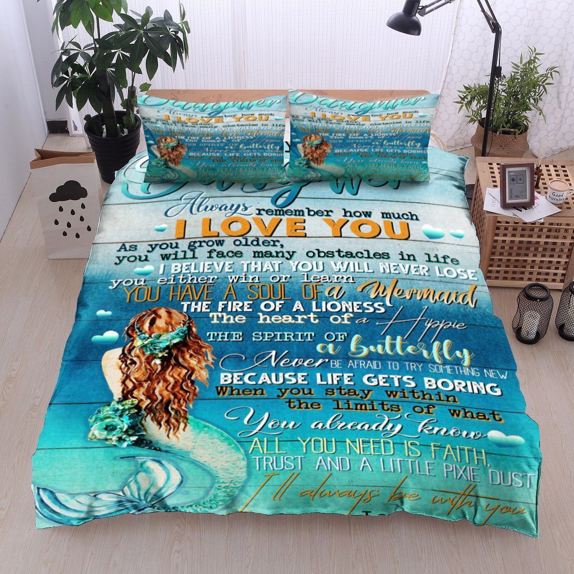 Mermaid Family To My Daughter Love Mom Bedding Set