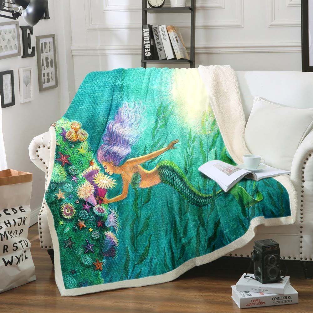 Mermaid Garden Sherpa Fleece