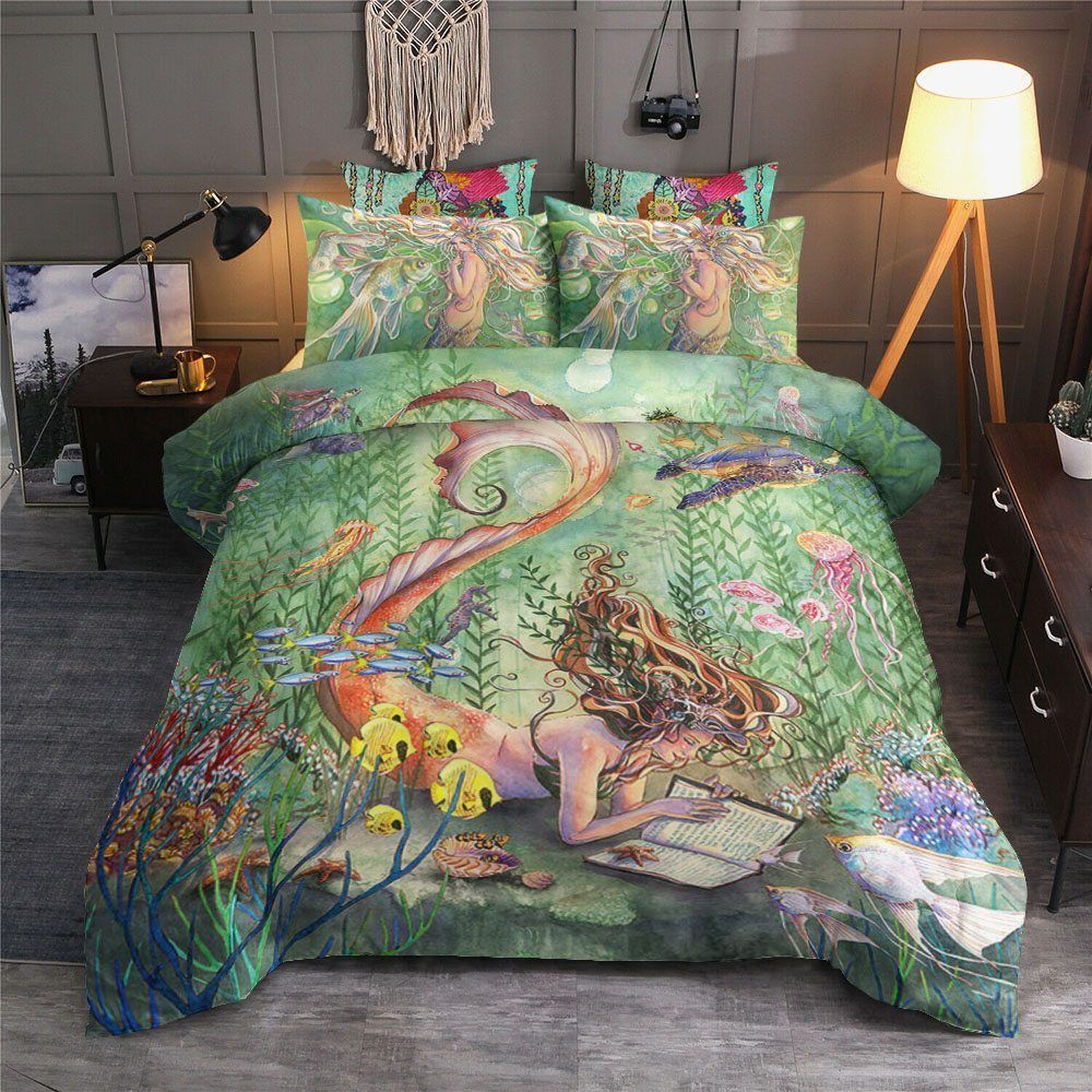 Mermaid Cotton Bed Sheets Spread Comforter Bedding Set
