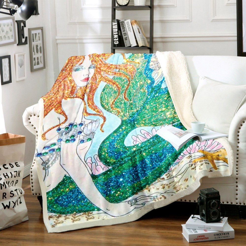 Mermaid Sherpa Fleece Blanket