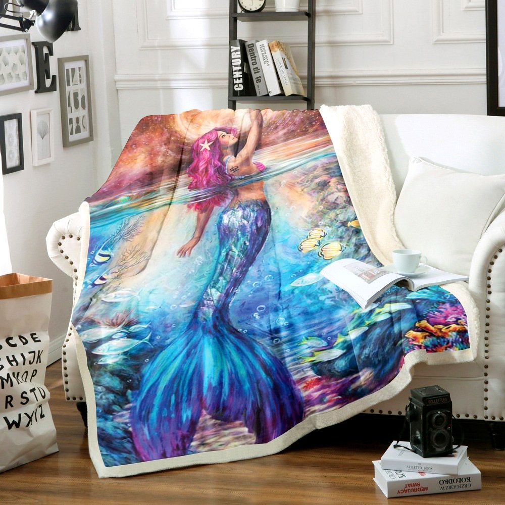 Mermaid Sherpa Fleece Blanket