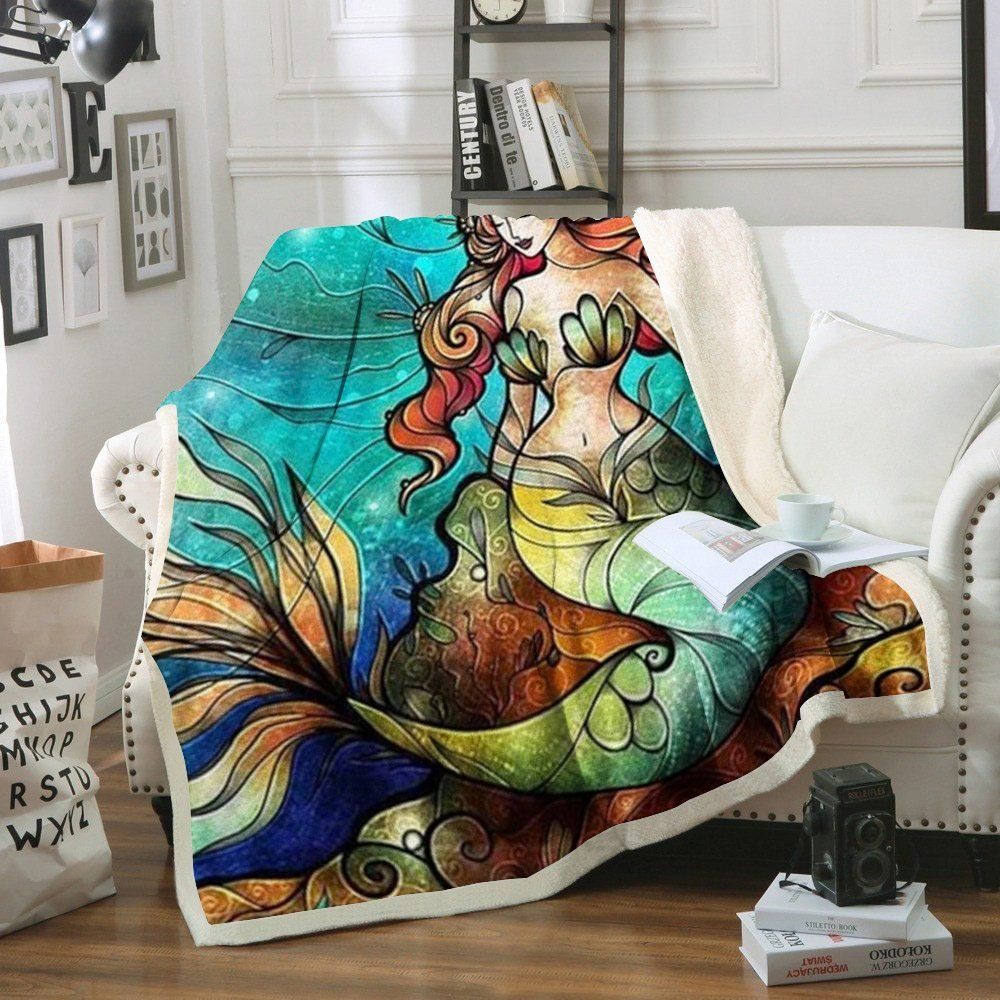 Mermaid Sherpa Fleece Blanket