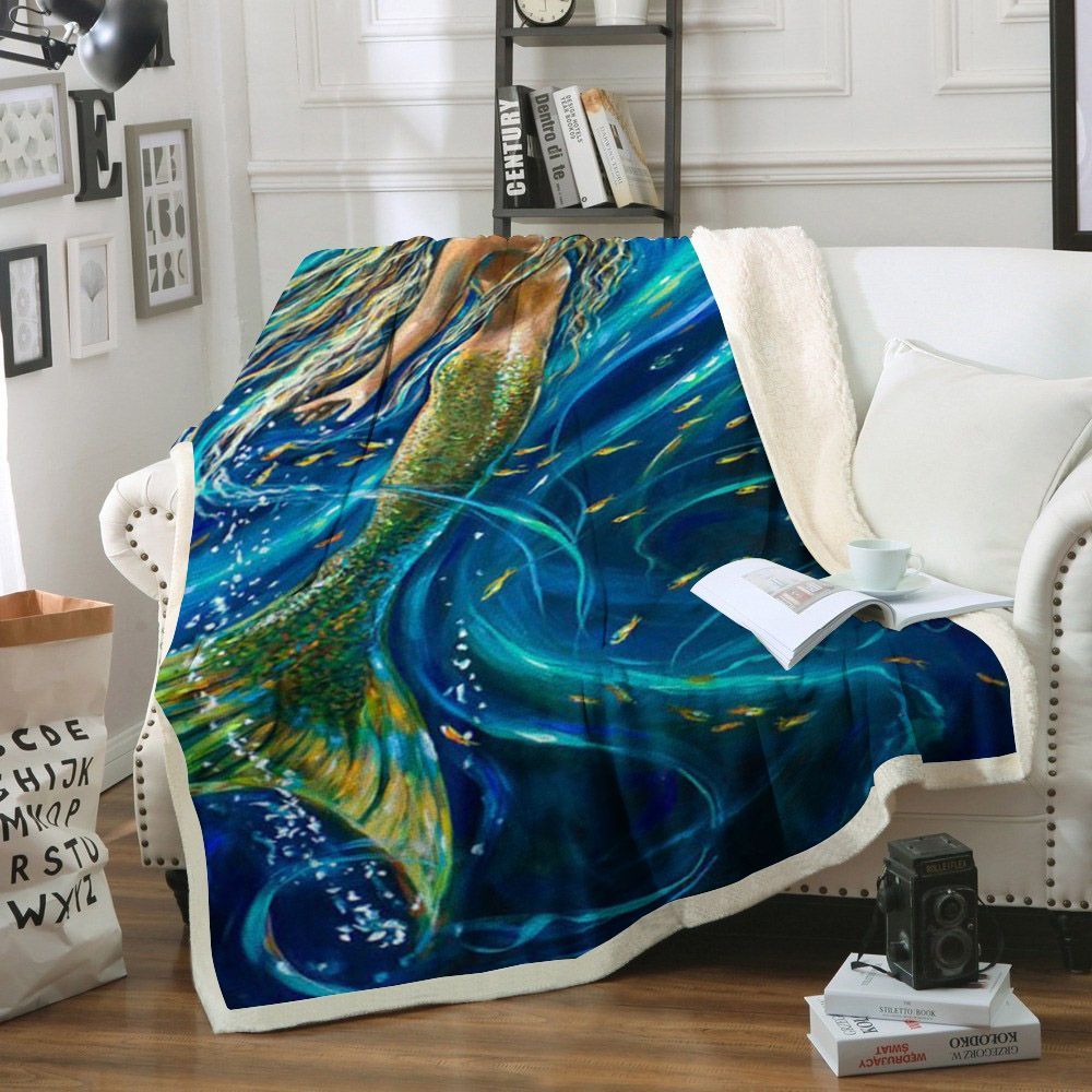Mermaid Sherpa Fleece Blanket