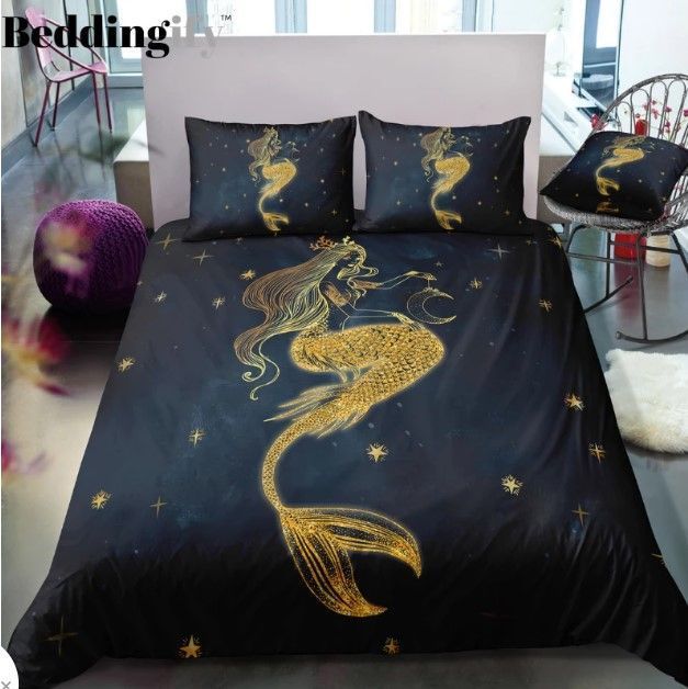 Mermaid In Night Bedding Set