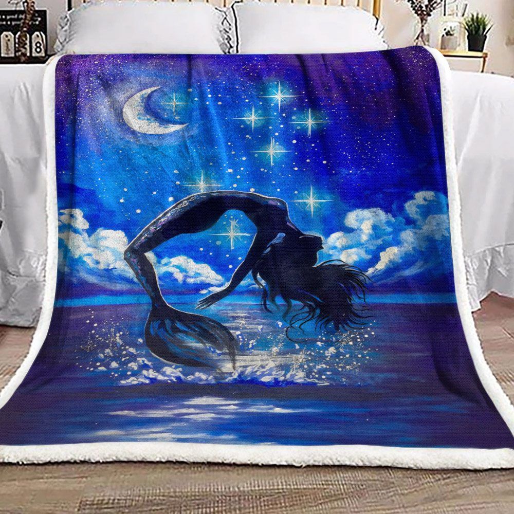 Mermaid Night Sherpa Fleece Blanket
