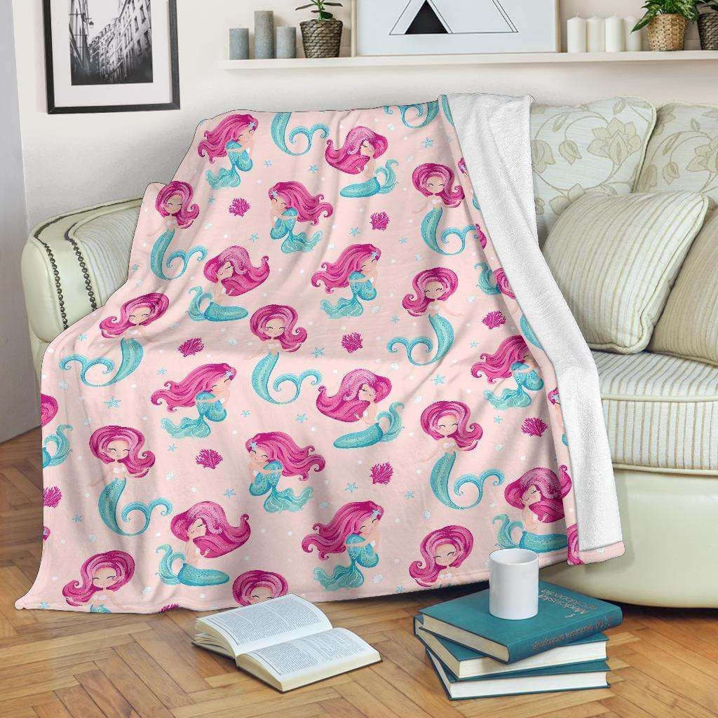 Mermaid Pink Sherpa Fleece Blanket