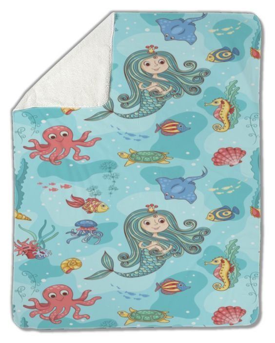 Mermaid Princess Sherpa Fleece Blanket