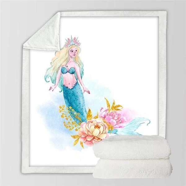 Mermaid Princess Sherpa Fleece Blanket