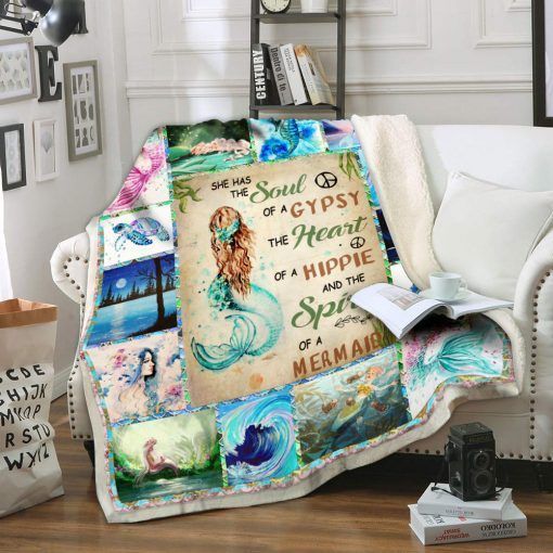 Mermaid She Has The Soul Of A Gypsy Sherpa Fleece Blanket