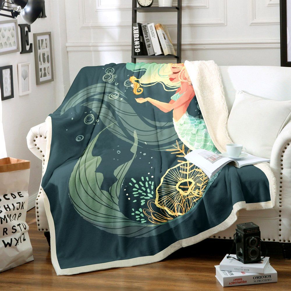 Mermaid Sherpa Fleece Blanket
