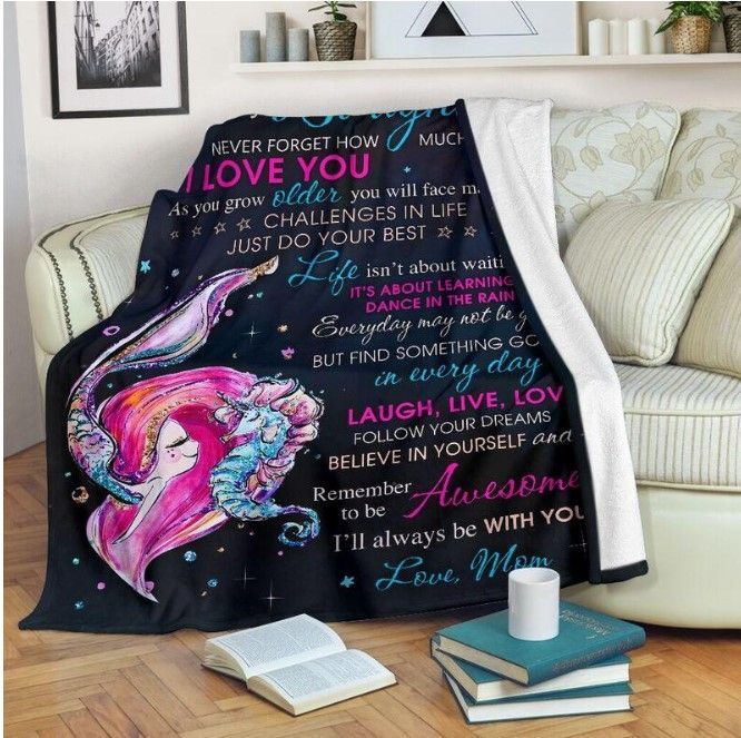 Mermaid To My Daughter Sherpa Fleece Blanket