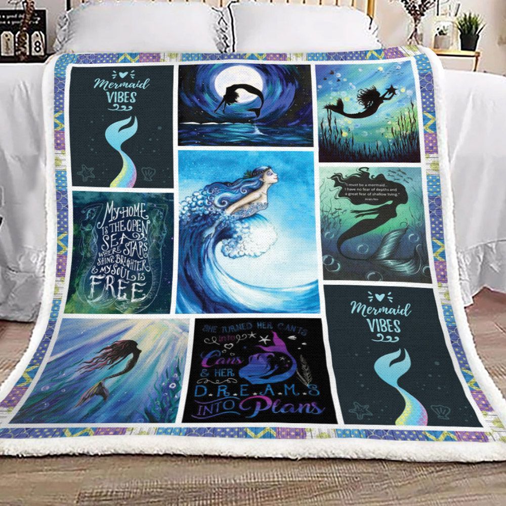 Mermaid Vibes Sherpa Fleece Blanket