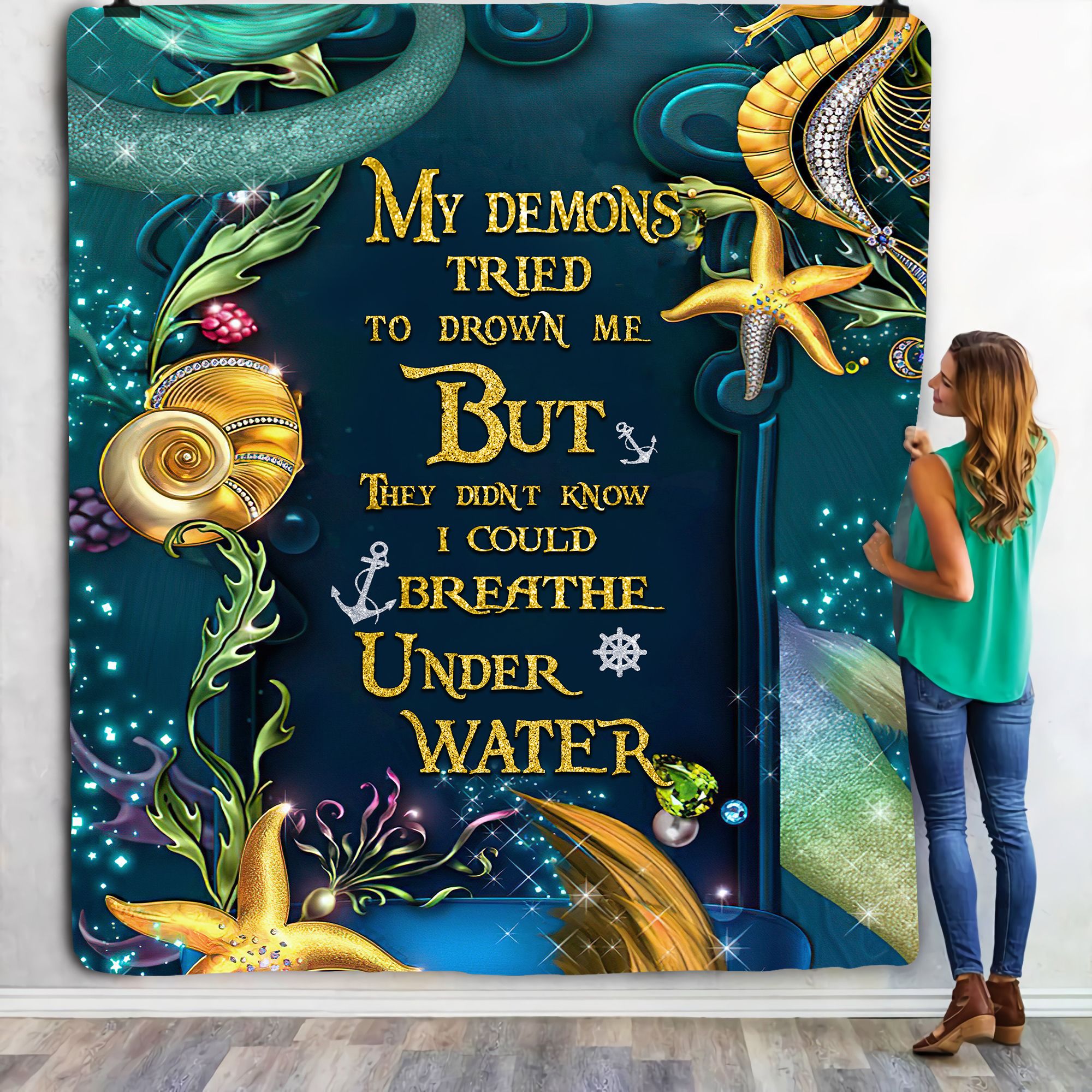 Mermaid Wood Fleece Blanket