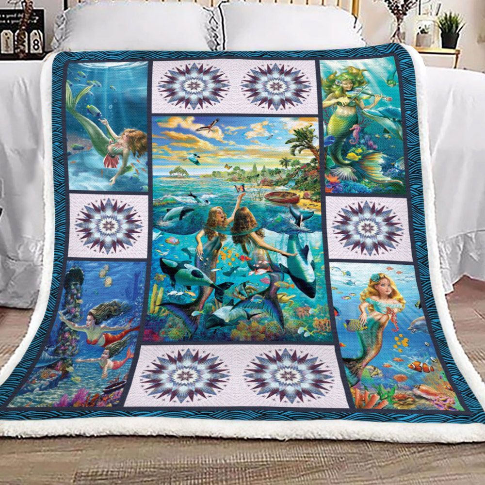 Mermaids Beautiful Time Sherpa Fleece Blanket