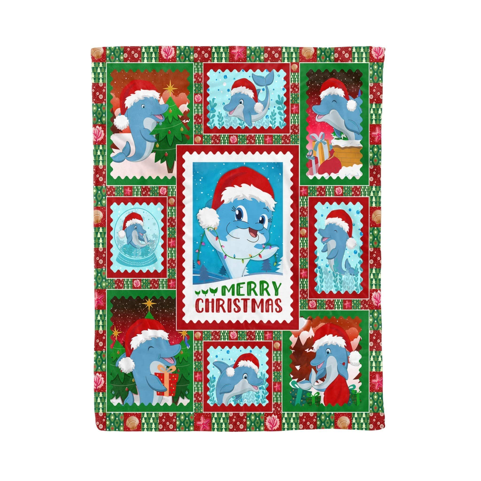 Merry Chirstmas Baby Dolphin Fleece Blanket Gift For Girl