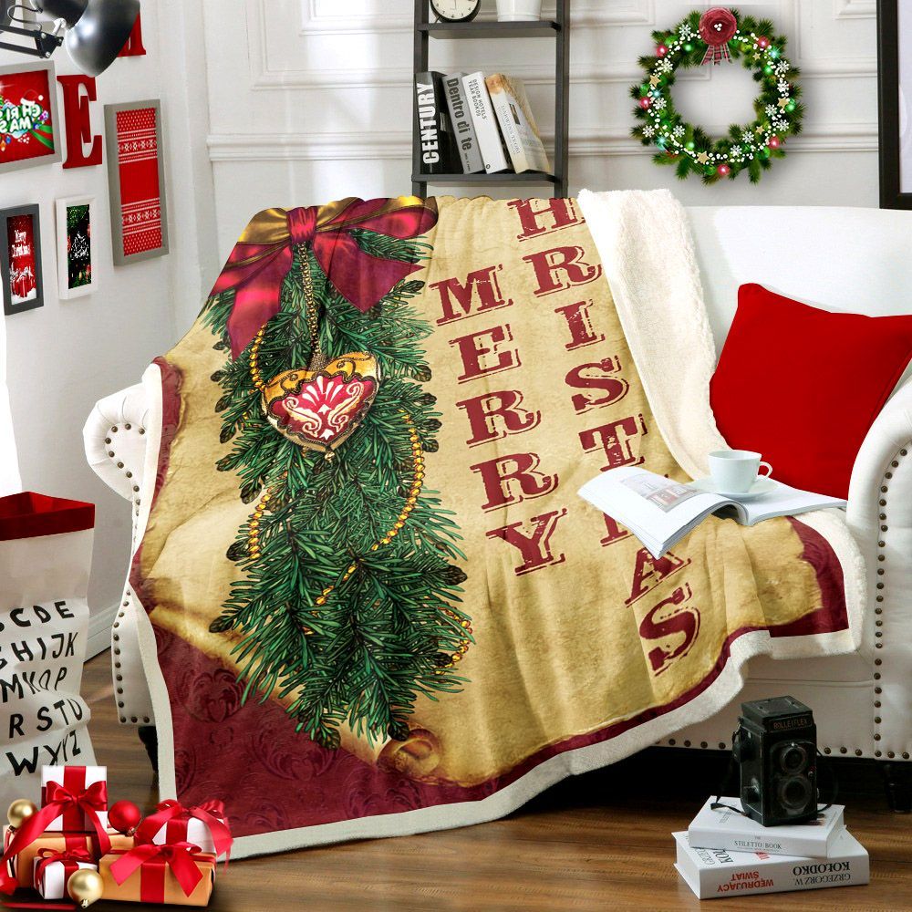 Merry Christmas Sherpa Fleece Blanket