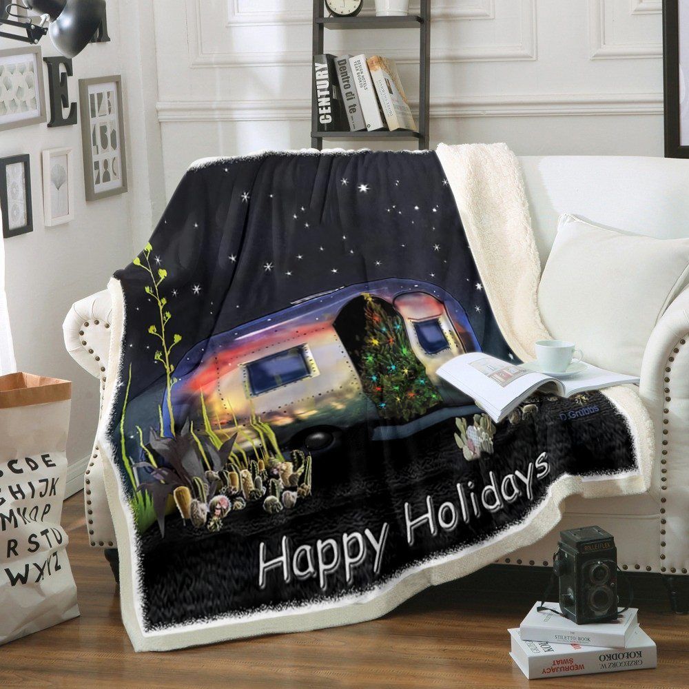 Merry Christmas Camper Sherpa Fleece