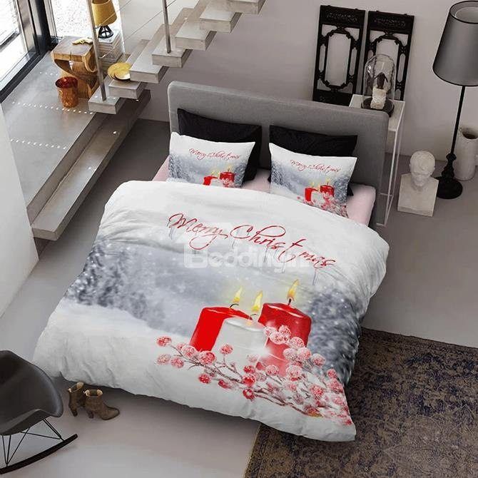 Merry Christmas Candles Bedding Set