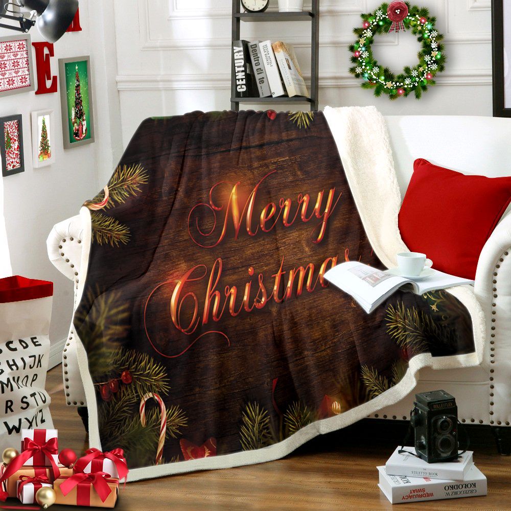 Merry Christmas Sherpa Fleece Blanket