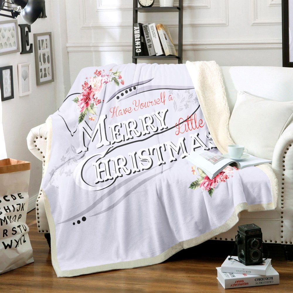 Merry Christmas Sherpa Fleece Blanket