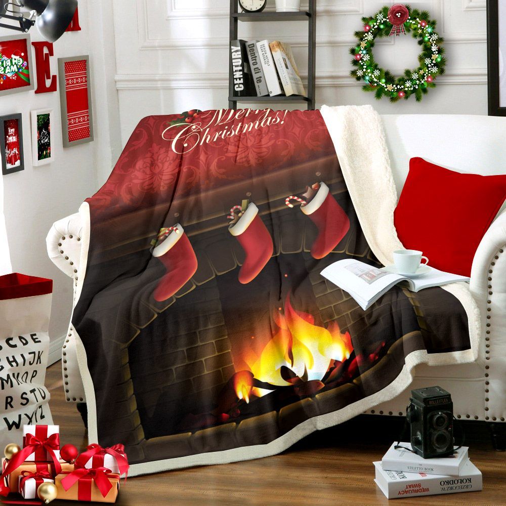Merry Christmas Sherpa Fleece Blanket