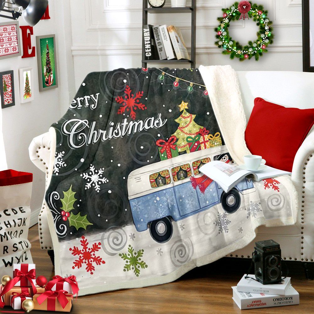 Merry Christmas Sherpa Fleece Blanket