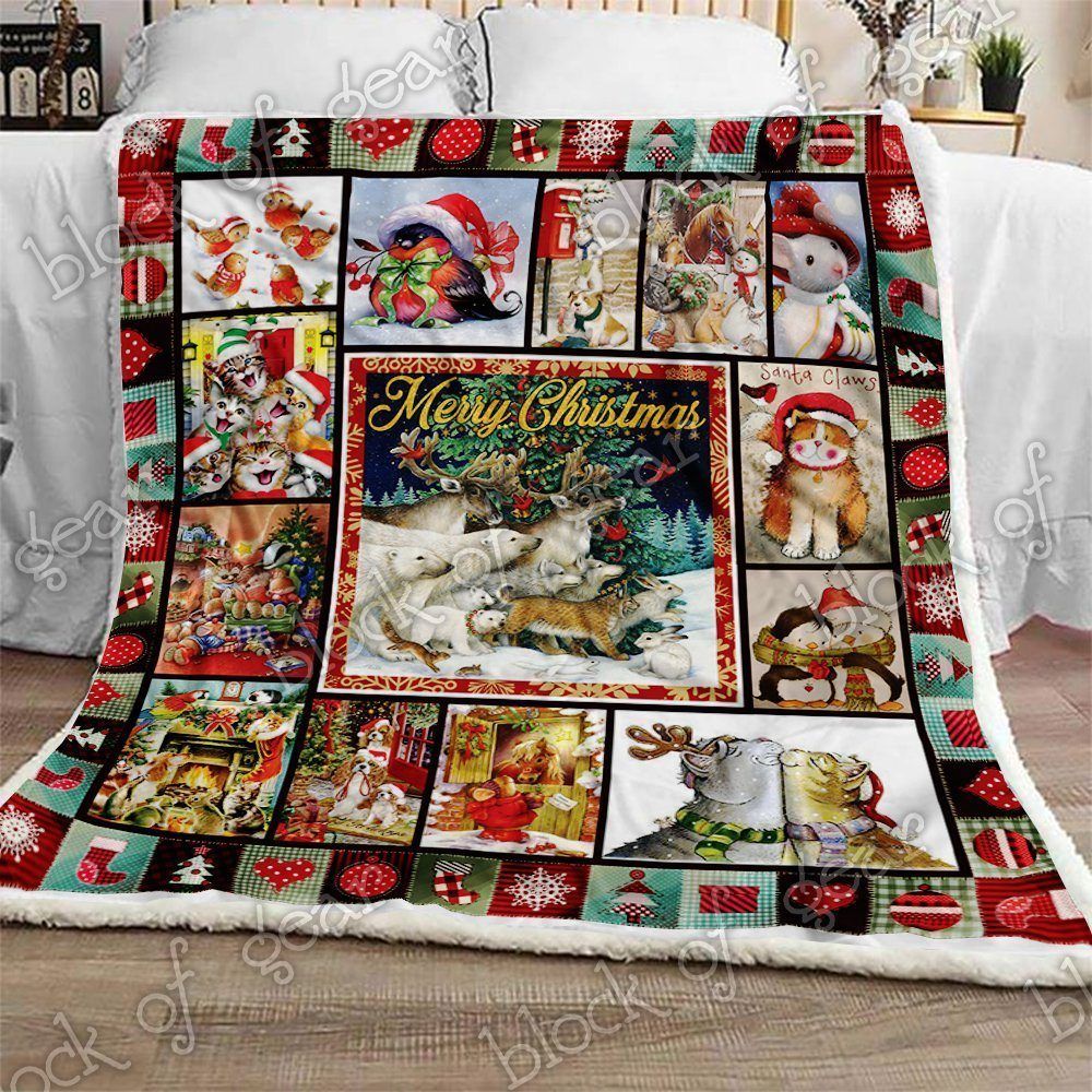 Merry Christmas Sherpa Fleece Blanket