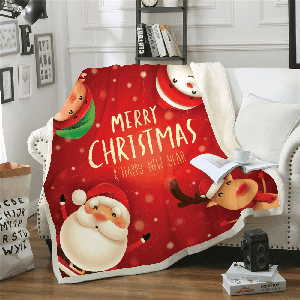 Merry Christmas Sherpa Fleece Blanket