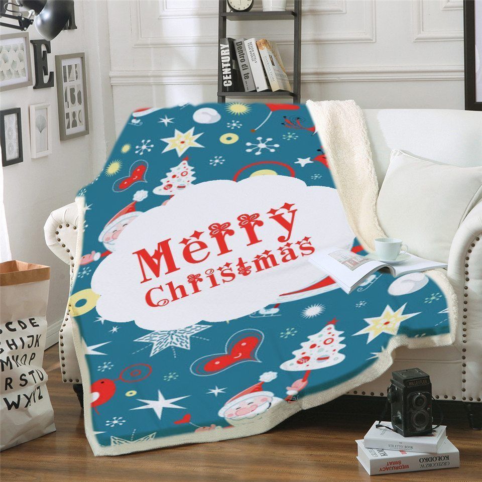 Merry Christmas Sherpa Fleece Blanket