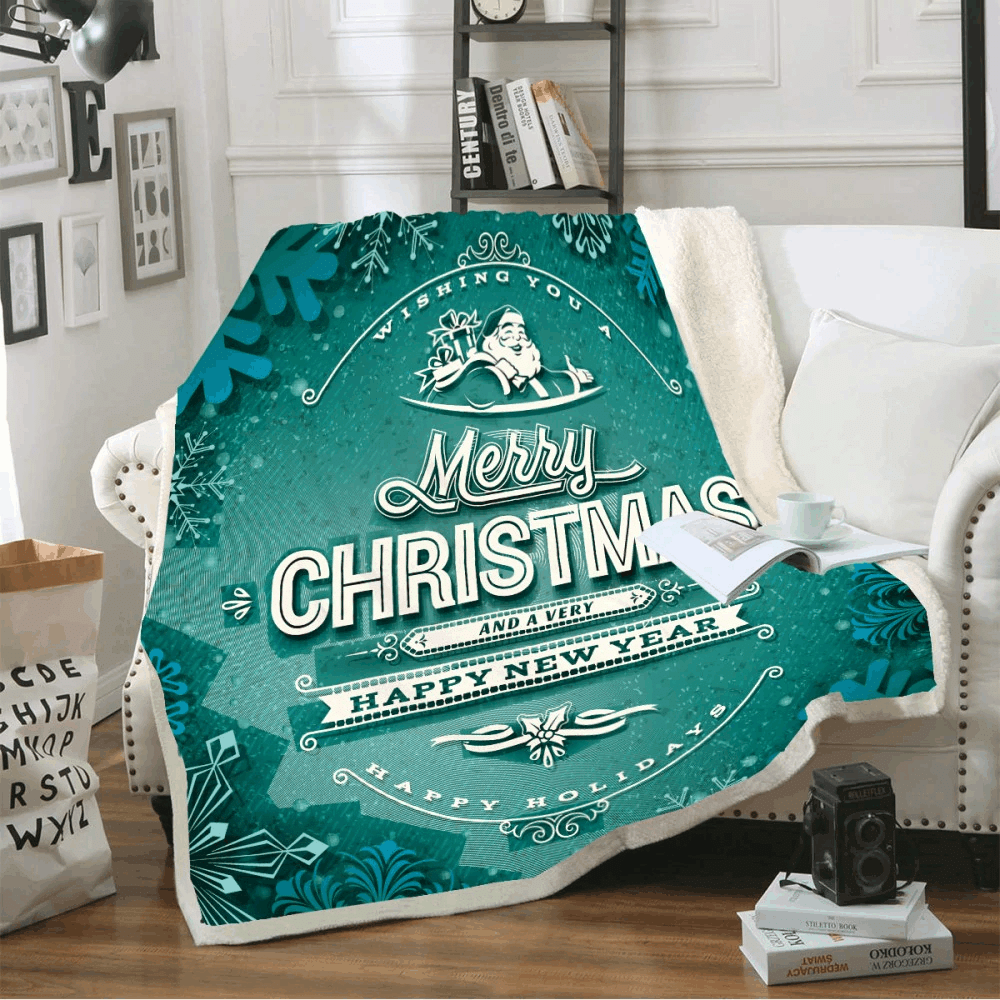Merry Christmas Sherpa Fleece Blanket